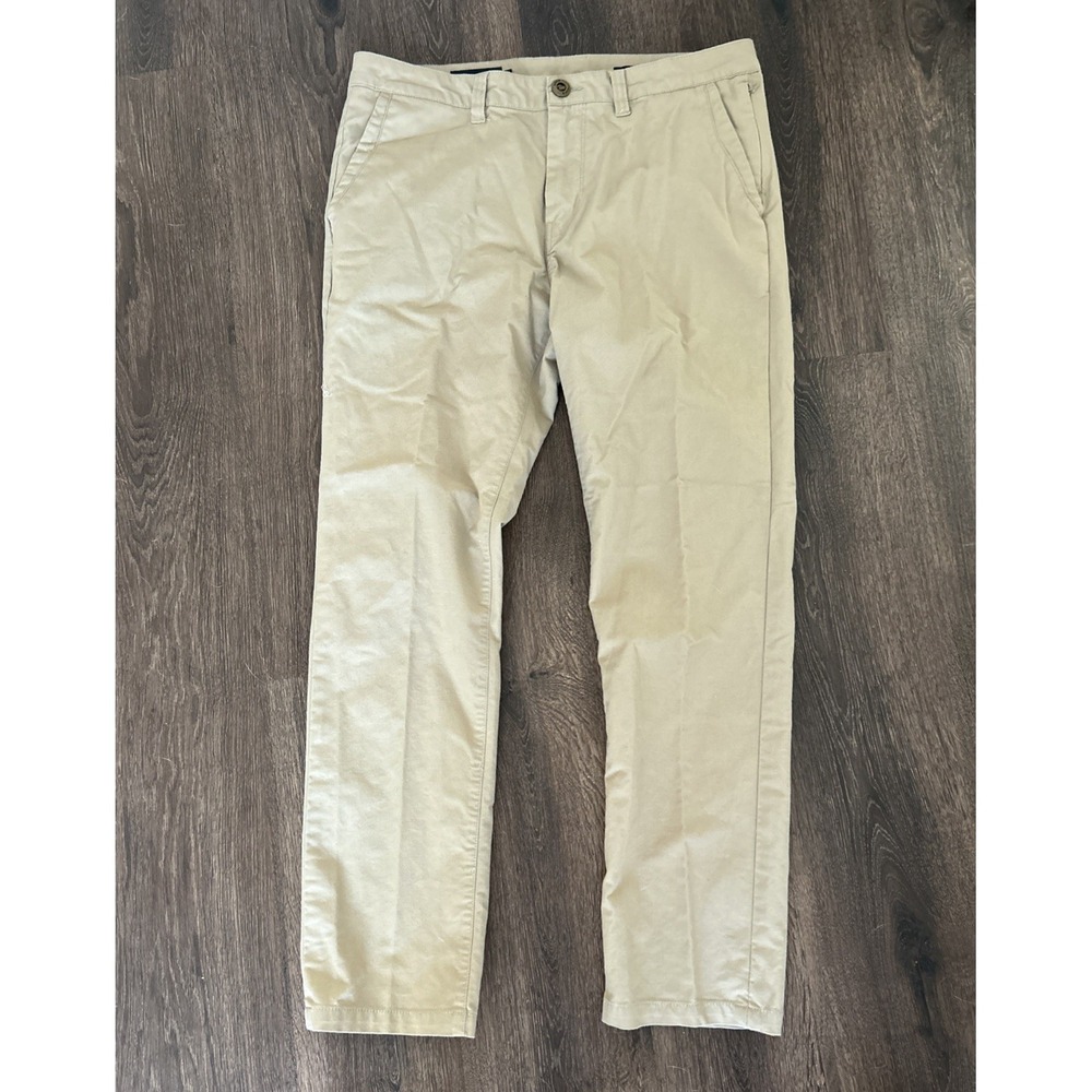 Roark Pants Mens 34 Khaki Beige‎ Straight Fit Chinos Zip Pocket Casual Preppy
